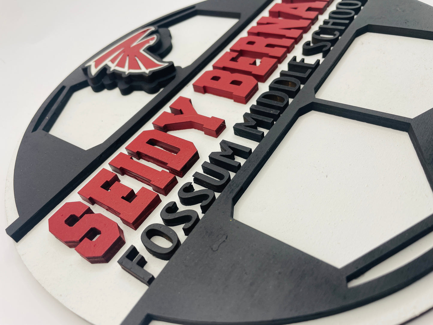Soccer round wood sign