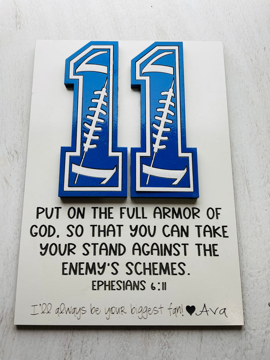 Personalized football number sign