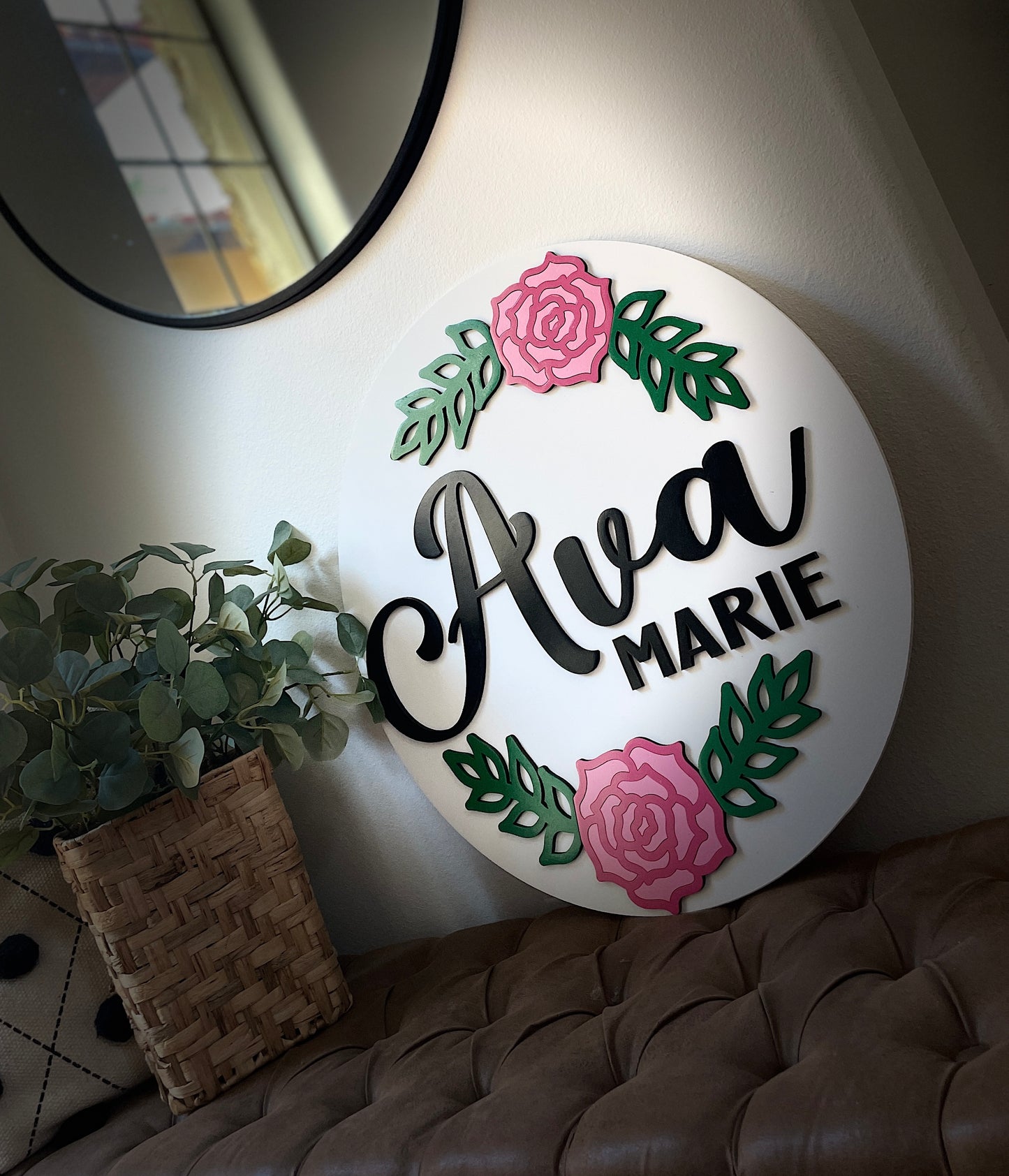 18” or 24" Floral Baby Wood Round Sign