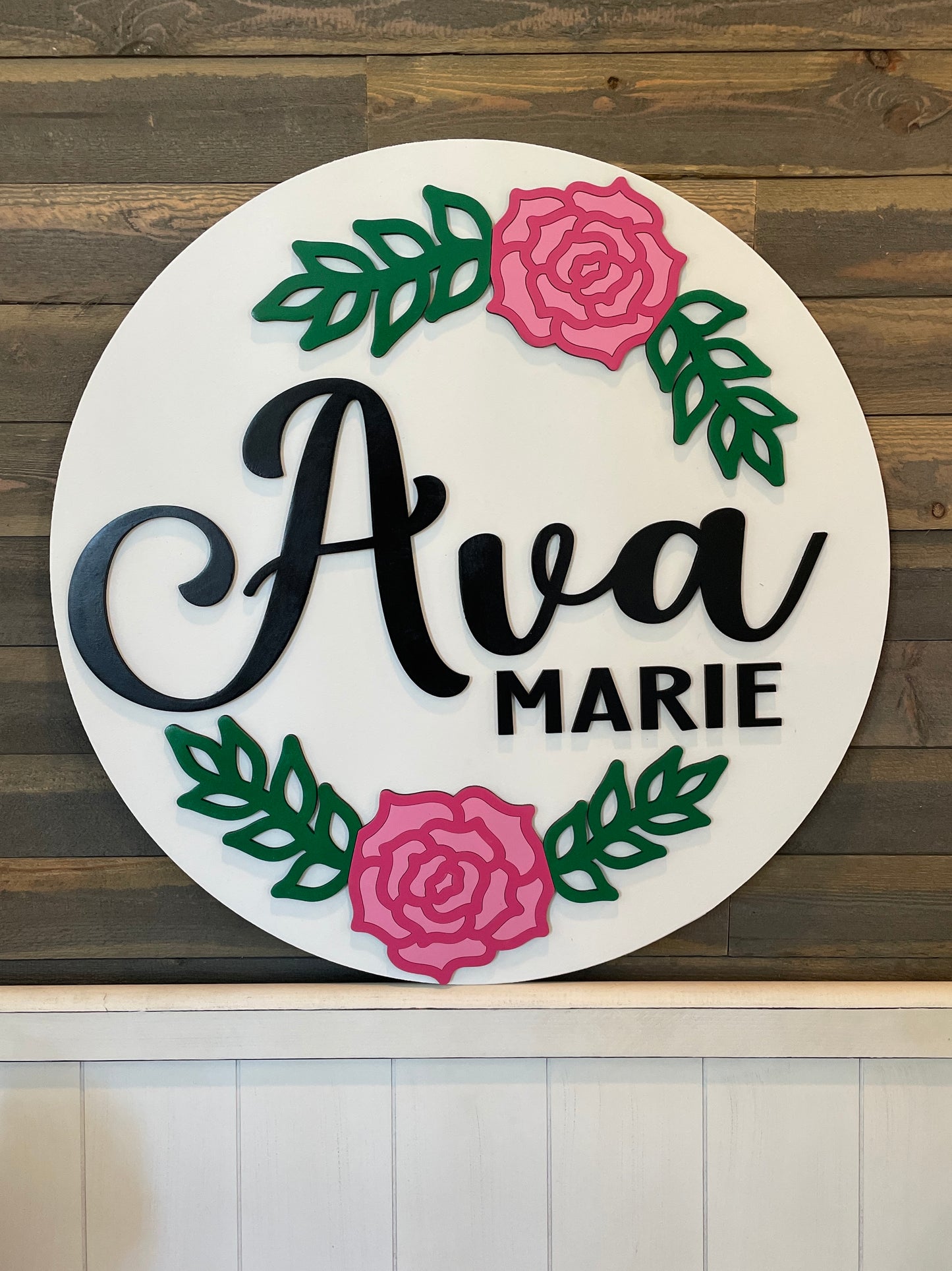 18” or 24" Floral Baby Wood Round Sign