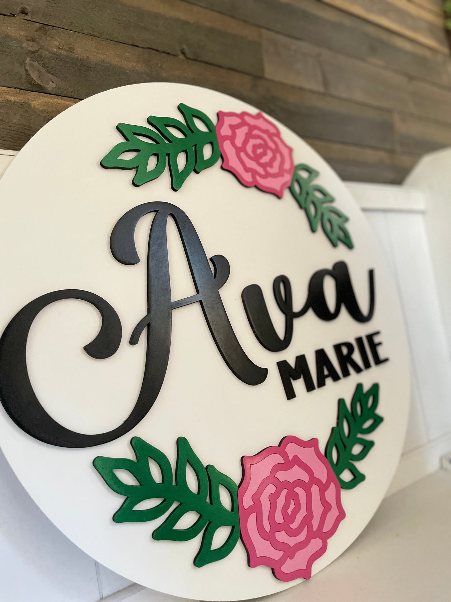 18” or 24" Floral Baby Wood Round Sign