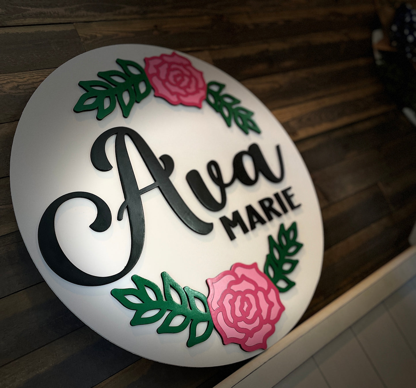 18” or 24" Floral Baby Wood Round Sign