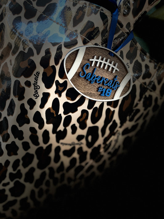 Bag Tag- Football with  name and number