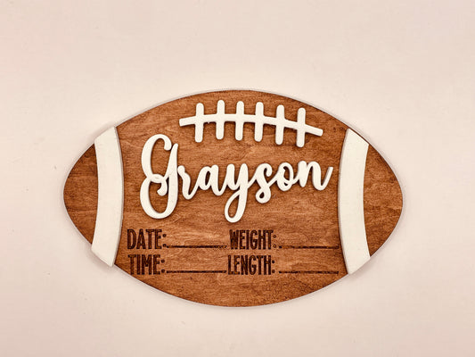 Football Welcome Baby Sign