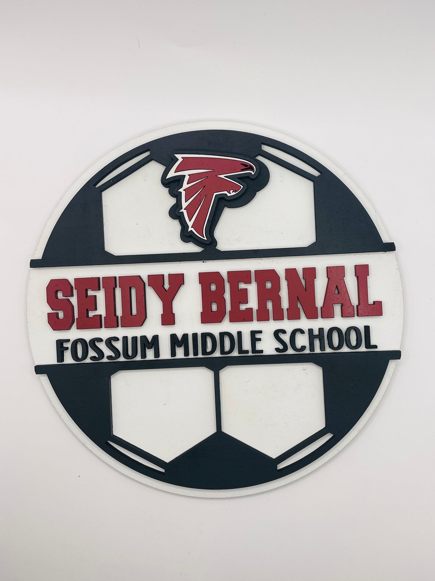 Soccer round wood sign