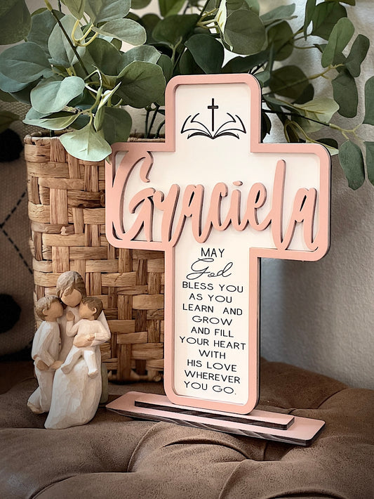 Personalized  standing wood cross